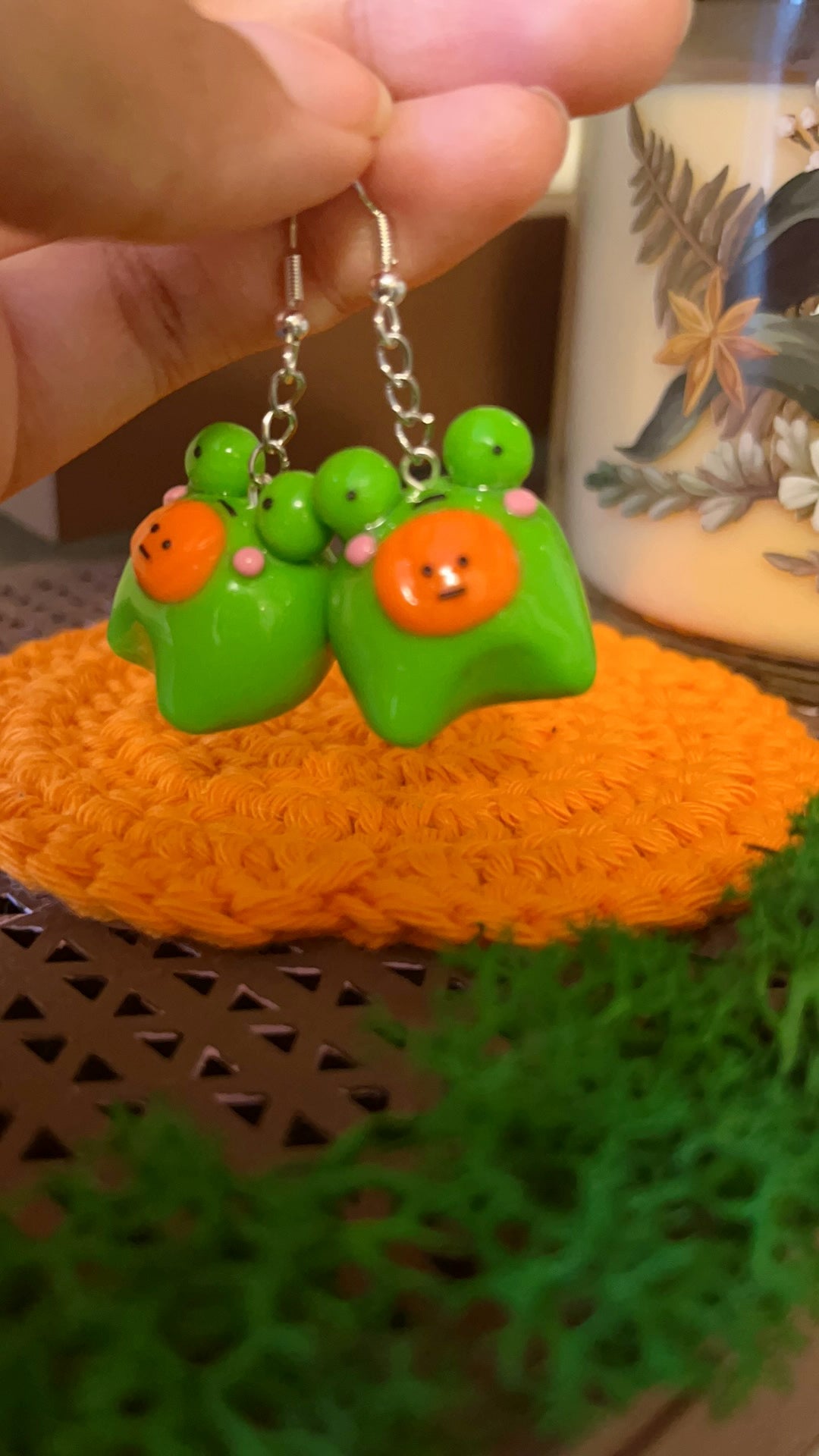 Pumpkin Frog Earrings