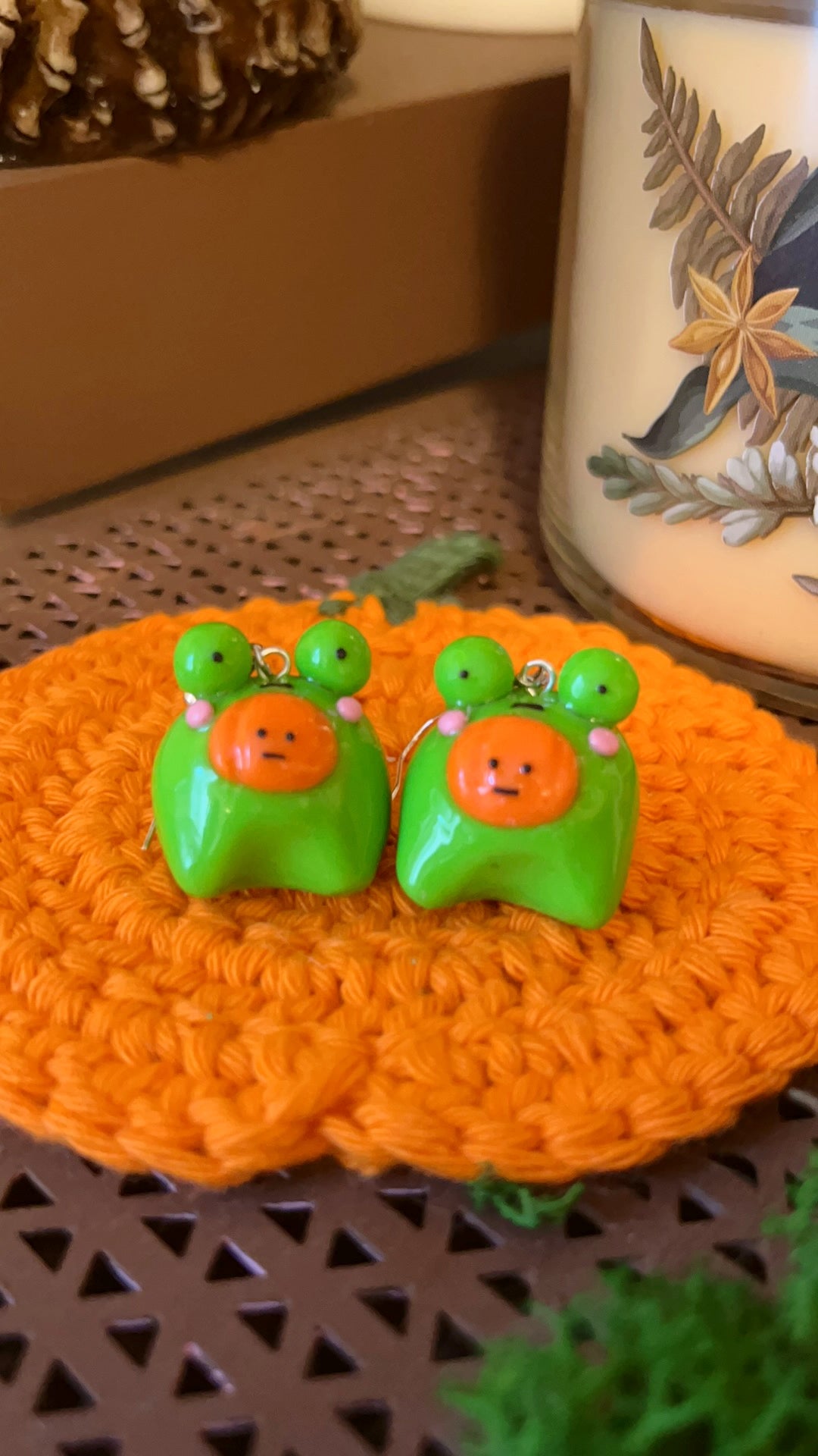 Pumpkin Frog Earrings